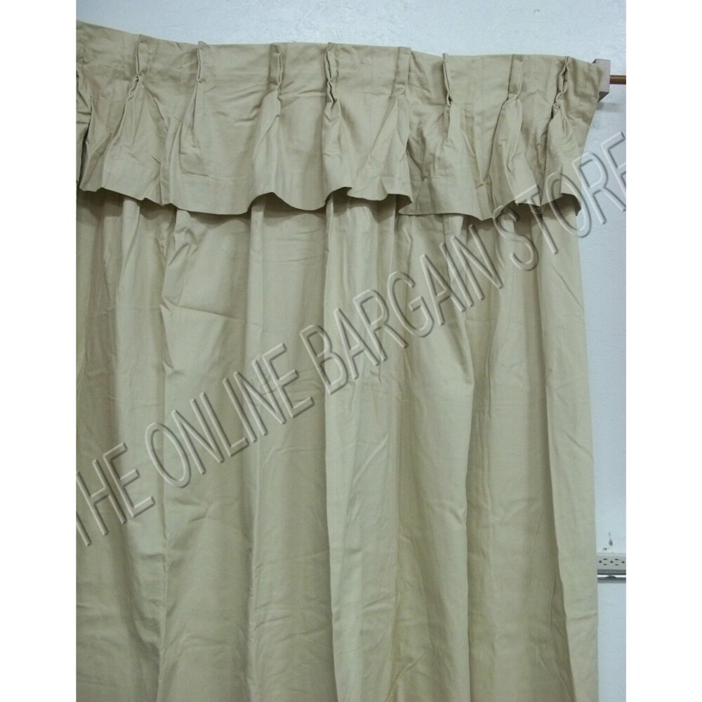 Ballard Designs Pleated Twill Panels Drapes Curtains w/ Valance SAND 54x84
